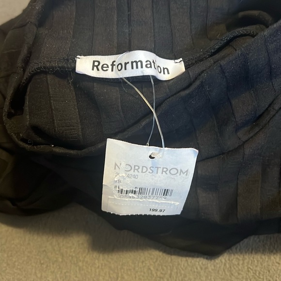 Reformation Black Stripped Material Dress - NWT - Picture 5 of 7